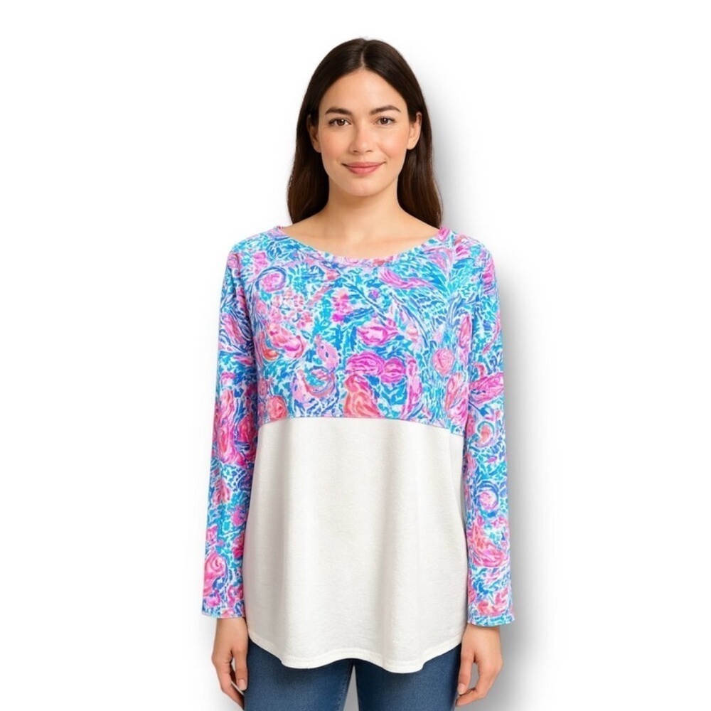 Lilly Pulitzer Small Finn Top Treasure Trove Long Sleeve Vacation Resort Beach